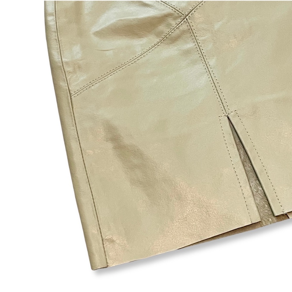 SOLD Vintage Vera Pelle Cuoieria Italian Butter Yellow 100% Leather Mini Skirt - Picture 5 of 12